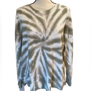 𝅺DESIGN History Sweater Tie Dyed Green Size Large Long Sleeves Ribbed Trim